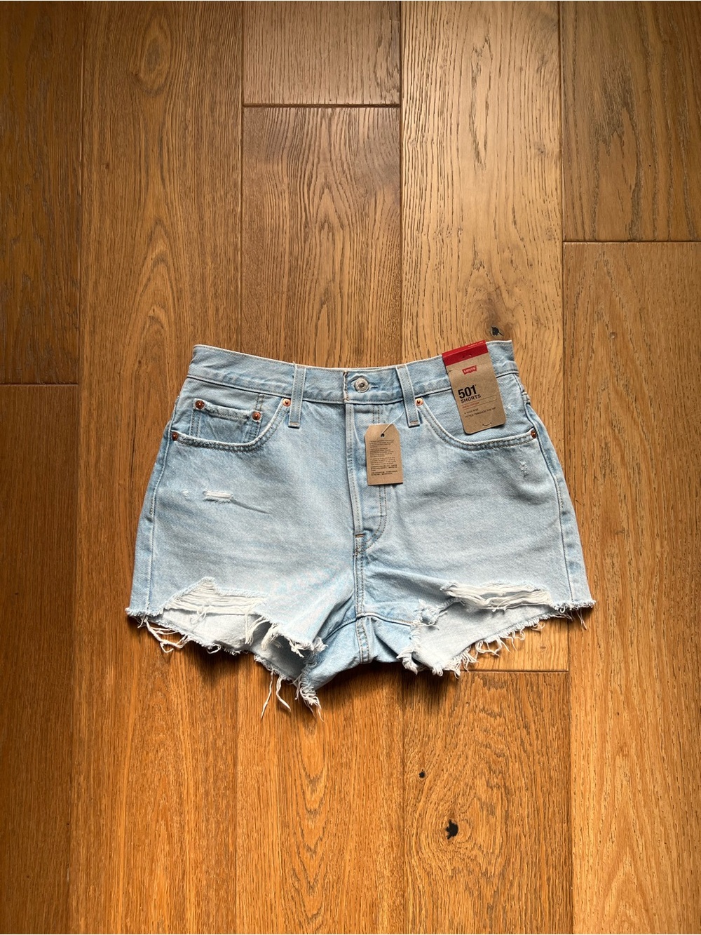 Levi's Light Blue Distressed Denim Cutoff Shorts